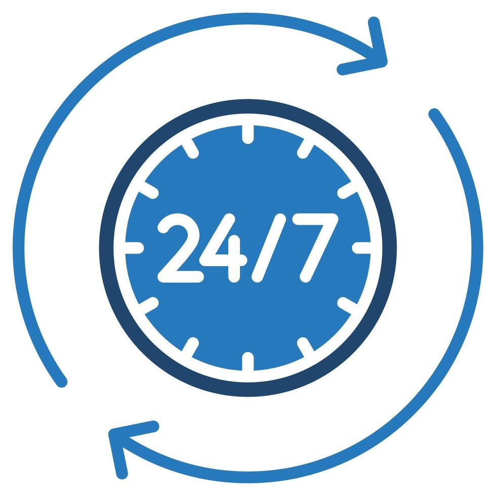 24/7 availability icon
